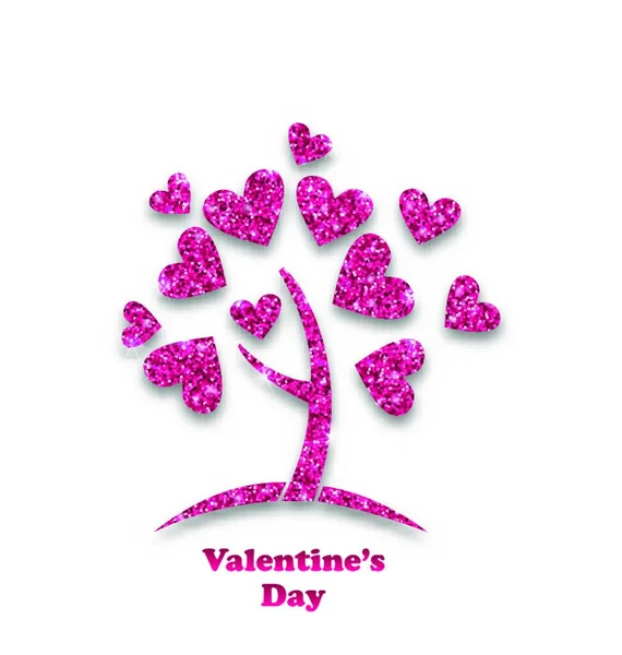 Concept Tree Shimmering Heart Leaves Valentines Day Illustration Concept Tree — Stock Vector