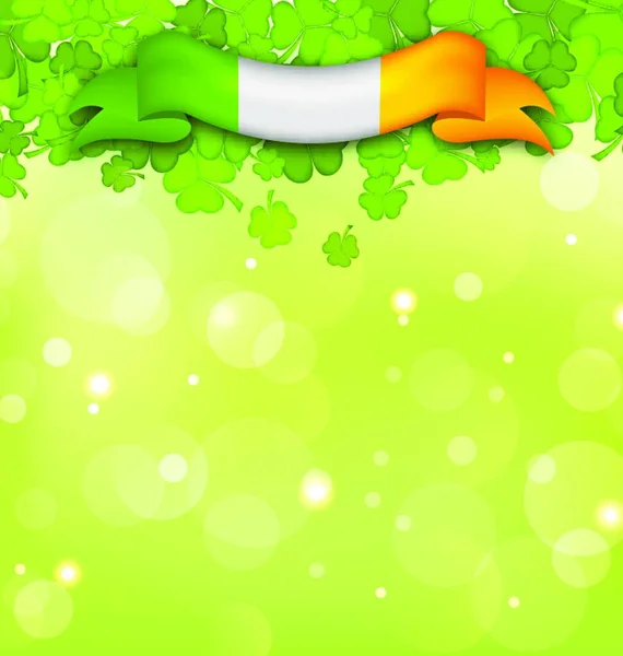 Natuur Achtergrond Met Shamrocks Ierse Vlag Voor Patricks Day Illustratie — Stockvector