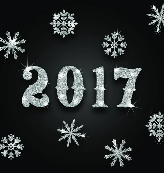 Иллюстрация Silver Magic Background Happy New Year 2017 Snowflakes Glittering — стоковый вектор