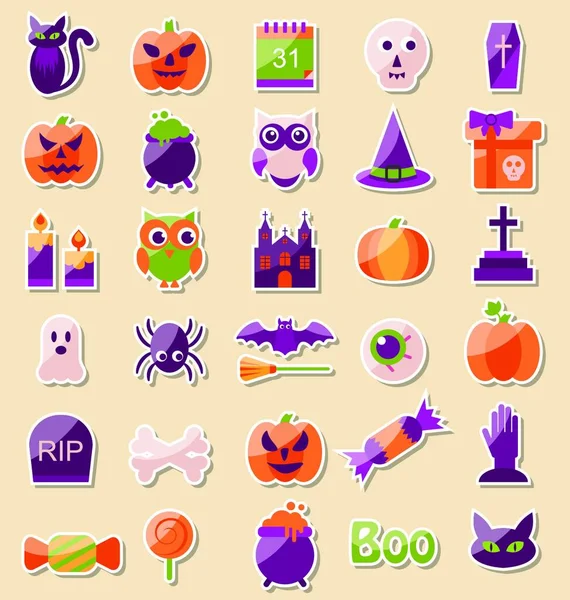 Εικονογράφηση Σετ Halloween Flat Icons Scrapbook Elements Διάνυσμα — Διανυσματικό Αρχείο