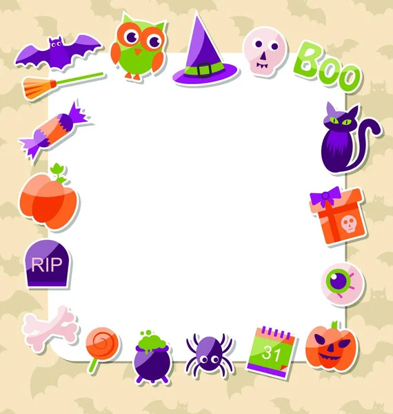 Saubere Karte Mit Bunten Flachen Halloween Symbolen Abbildung Clean Card — Stockvektor