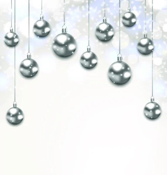 배경의 성탄절 공이야 Christmas Silver Glassy Balls Magic Light Background — 스톡 벡터