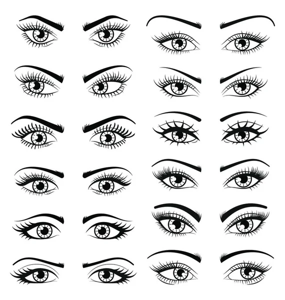 Set Ojos Femeninos Hermosos Aislados Sobre Fondo Blanco Set Ilustración — Archivo Imágenes Vectoriales