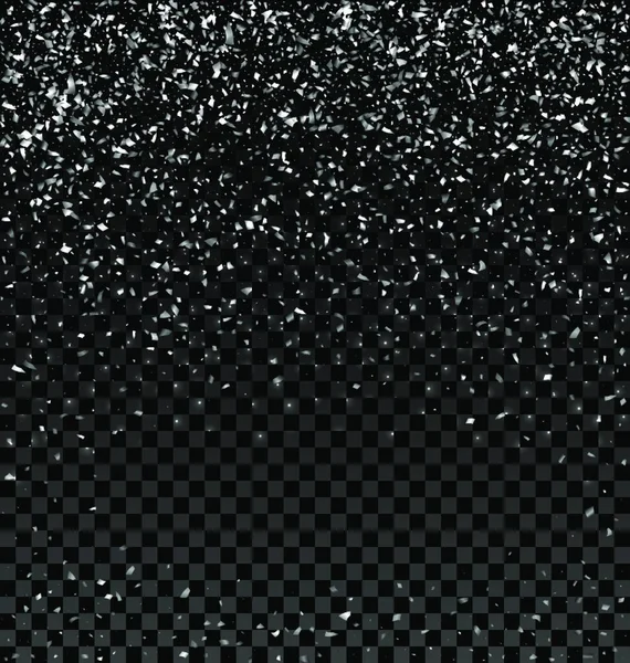 Stříbrná Abstraktní Textura Tmavém Kostkovaném Pozadí Stříbrný Třpyt Padající Konfety — Stockový vektor