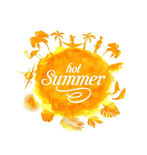 Tropical Summer Beach Party Poster Design Ilustrace Palem Polotónovým Efektem — Stockový vektor