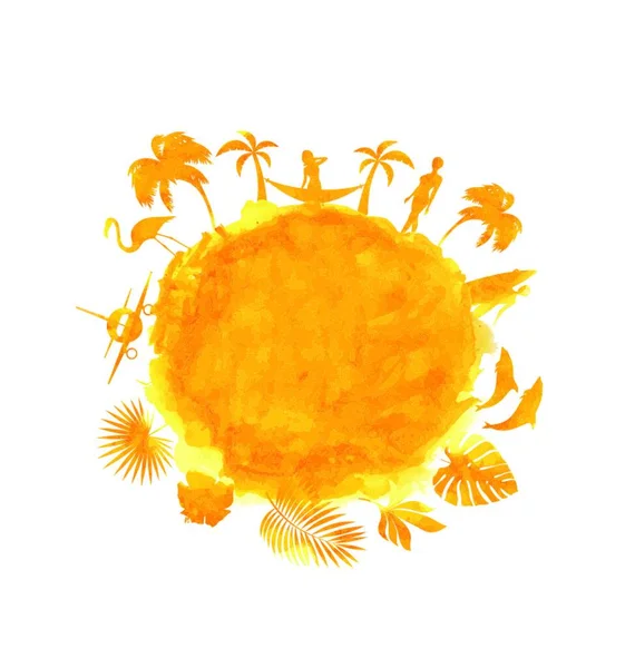 Тропическое Летнее Праздничное Знамя Оранжевый Цвет Иллюстрация Тропическое Летнее Праздничное — стоковый вектор