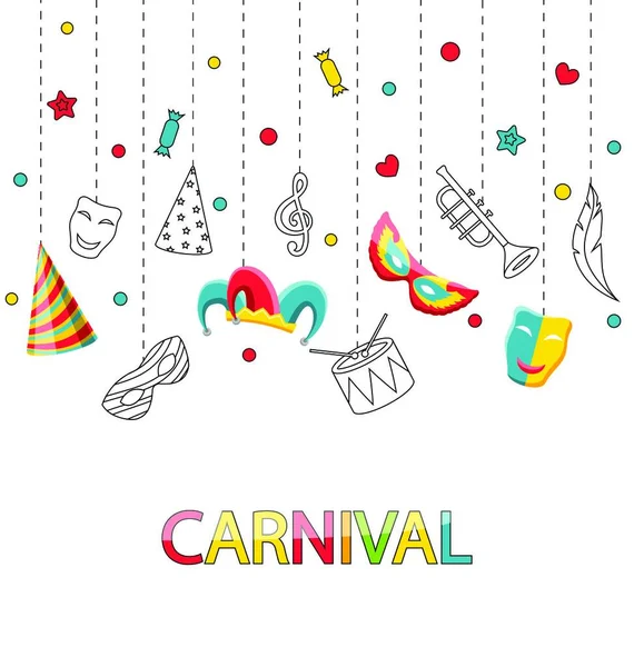 Greeting Festive Poster Happy Carnival Illustration Greeting Festive Poster Happy — Stock Vector