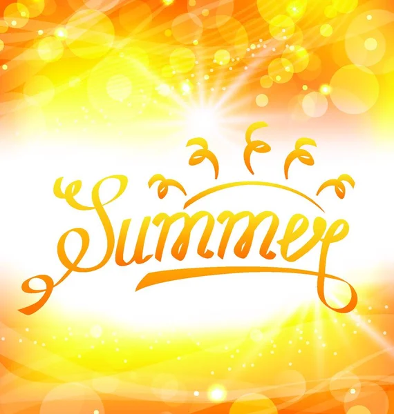 Summer Abstract Background Text Lettering Sun Lens Flare Illustration Summer — Stock Vector