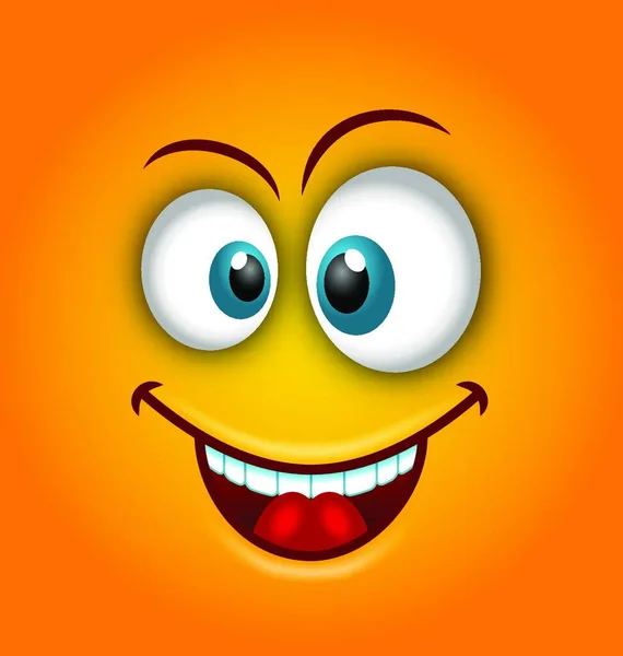 Emoticon Feliz Con Boca Abierta Sonriendo Ilustración Emoticono Feliz Con — Vector de stock
