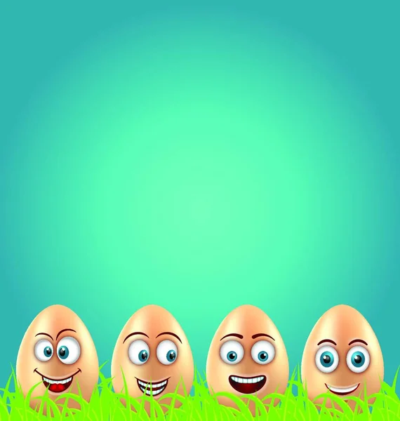 Humor Easter Card Crazy Eggs Grass Meadow Illustration Humor Easter — Stock Vector