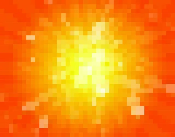 明るいオレンジ色の太陽のピクセル背景 — ストックベクタ