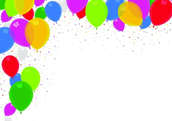 Bunte Party Ballons Hintergrund Mit Konfetti Geburtstag Oder Festliche Illustration — Stockvektor