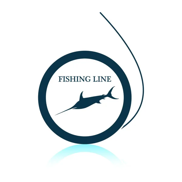 Ícone Linha Pesca Projeto Reflexão Sombra Ilustração Vetorial — Vetor de Stock