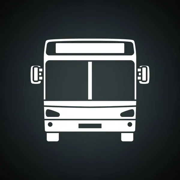 Ciudad Icono Autobús Vista Frontal Fondo Negro Con Blanco Ilustración — Vector de stock
