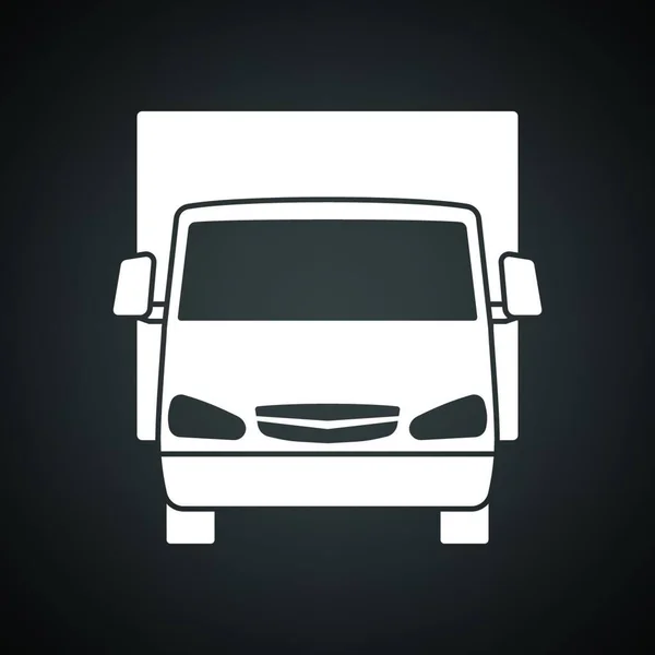 Μπροστινό Εικονίδιο Φορτηγό Βαν Μαύρο Φόντο Λευκό Απεικόνιση Διανυσματικών Φορέων — Διανυσματικό Αρχείο