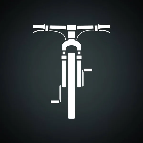 Ícone Bicicleta Vista Frontal Fundo Preto Com Branco Ilustração Vetorial — Vetor de Stock