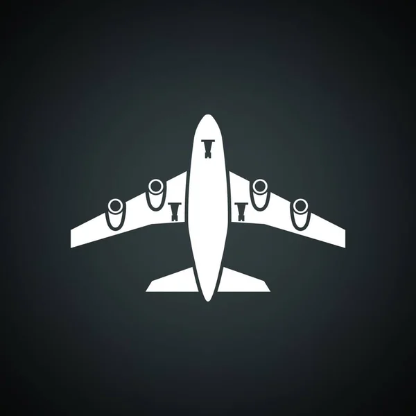 Airplane Takeoff Icon Front View Black Background White Vector Illustration — Stock Vector