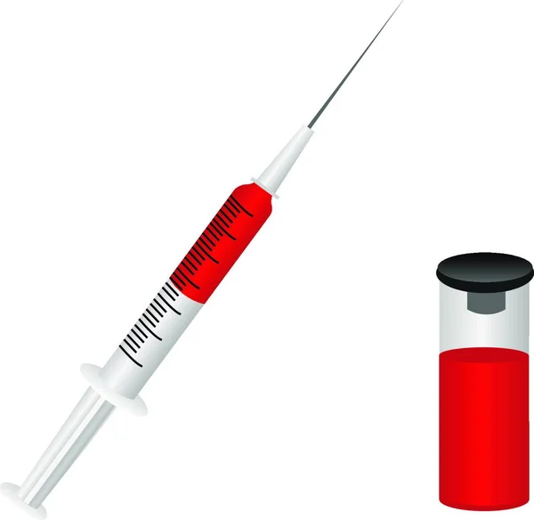 白地に注射器ベクトルイラスト付きの血液分析を分離 — ストックベクタ
