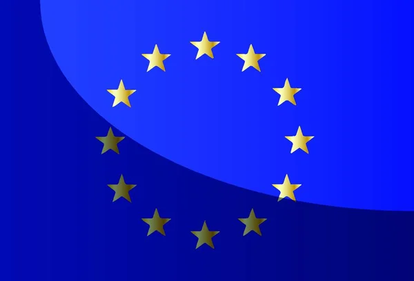 Bandeira União Europeia Com Fundo Azul Estrelas Amarelas Com Sombra — Vetor de Stock