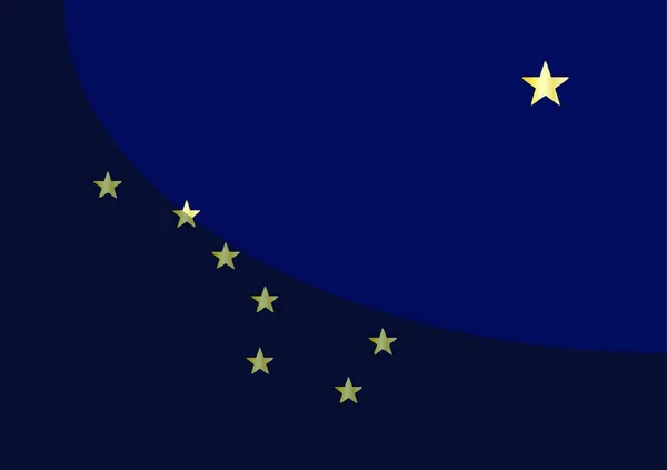 Bandera Del Estado Alaska Con Sombra Curva — Vector de stock