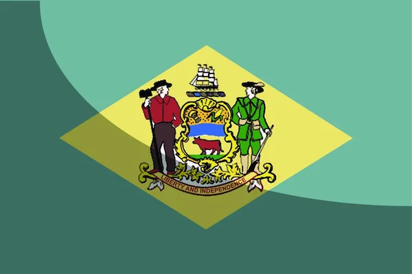 Bandiera Dello Stato Usa Del Delaware Con Ombra — Vettoriale Stock