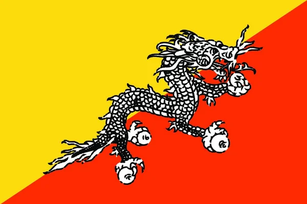 Nationale Vlag Van Bhutan Met Draak Patriottisme Land — Stockvector