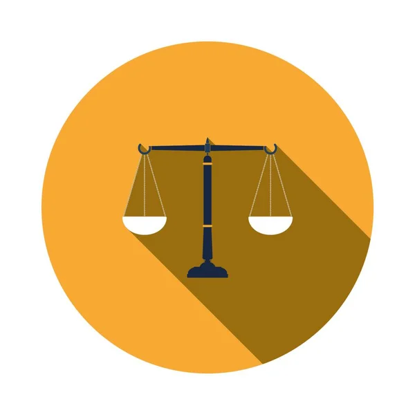 Ikona Stupnice Spravedlnosti Plochá Návrhových Kružnicí Dlouhým Stínem Vektorová Ilustrace — Stockový vektor