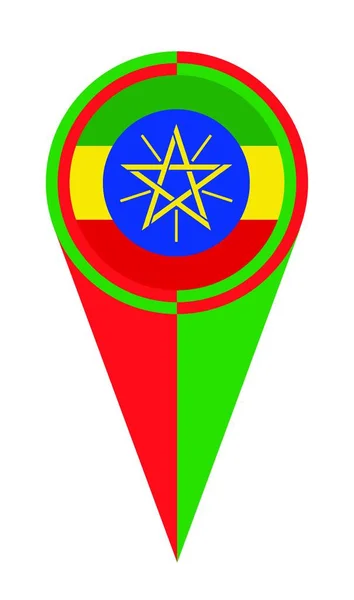 Ethiopie Carte Pointer Pin Icône Emplacement Drapeau Marqueur — Image vectorielle