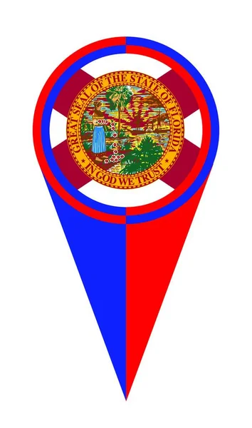 Red White Blue Florida Map 포인터핀 플래그 — 스톡 벡터