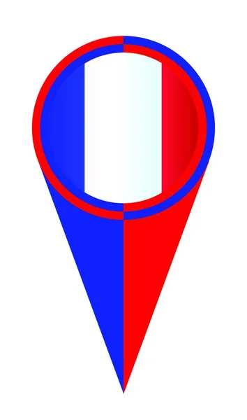 Rojo Blanco Azul Estrellas Rayas Mapa Puntero Pin Icono Francia — Vector de stock