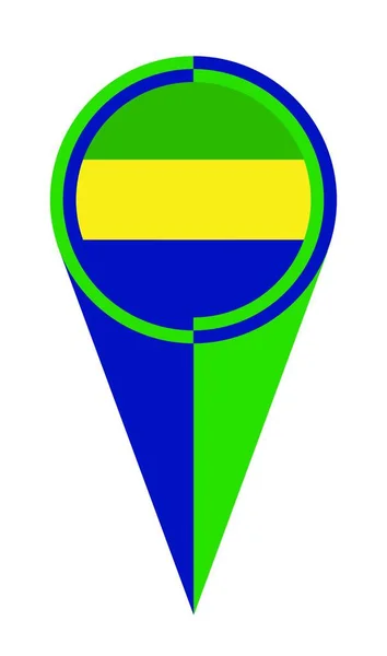 Gabon Karta Pekare Pin Ikon Plats Flagga Markör — Stock vektor