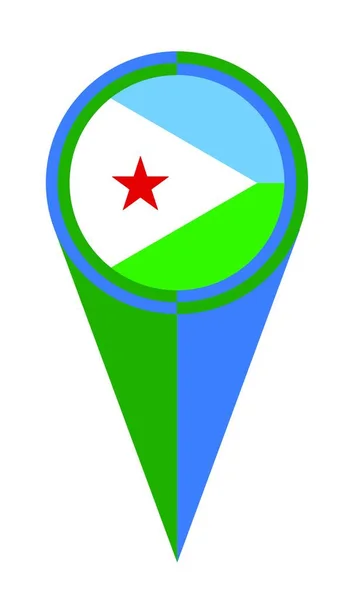 Djibouti Kaart Pointer Pin Pictogram Locatie Vlag Marker — Stockvector