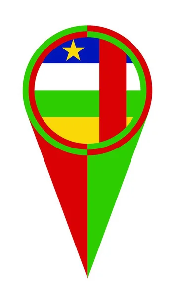 Středoafrická Republika Mapa Ukazatel Pin Ikonu Umístění Vlajky Značka — Stockový vektor