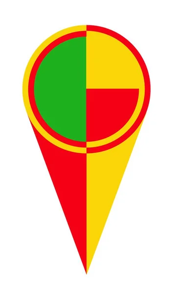 Benin Mapa Puntero Pin Icono Ubicación Bandera Marcador — Archivo Imágenes Vectoriales