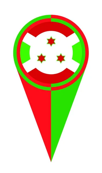 Burundi Carte Pointer Broche Icône Emplacement Drapeau Marqueur — Image vectorielle