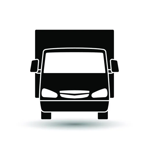 Van Caminhão Ícone Vista Frontal Preto Fundo Branco Com Sombra — Vetor de Stock