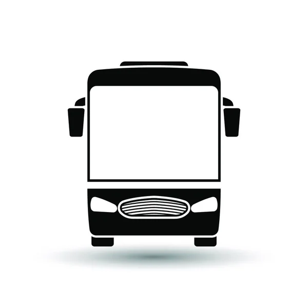 Іконка Туристичного Автобуса Вид Спереду Чорний Білому Тлі Тіні Векторна — стоковий вектор
