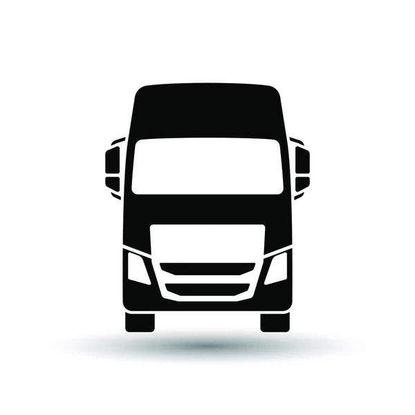 Vista Frontal Ícone Caminhão Preto Fundo Branco Com Sombra Ilustração —  Vetores de Stock