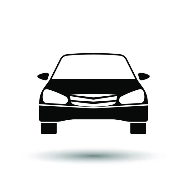 Sedan Car Icon Front View Black White Background Shadow Vector — Stock Vector