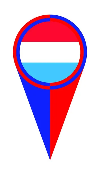 Rojo Blanco Azul Estrellas Rayas Mapa Puntero Pin Icono Luxemburgo — Vector de stock