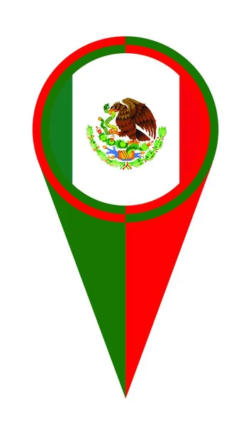Red White Green Mexico Map Pointer Pin Icon Location Flag — Stock Vector