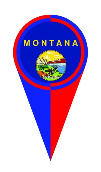 Montana Mapa Puntero Pin Icono Ubicación Bandera Marcador — Vector de stock