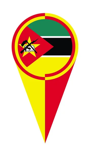 Mozambique Mapa Puntero Pin Icono Ubicación Bandera Marcador — Archivo Imágenes Vectoriales