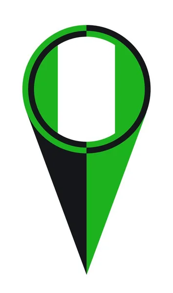 Nigerijská Mapa Ukazatel Pin Ikona Umístění Vlajka Značka — Stockový vektor