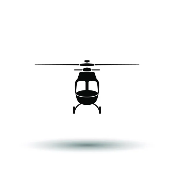 Vista Frontal Ícone Helicóptero Preto Fundo Branco Com Sombra Ilustração —  Vetores de Stock