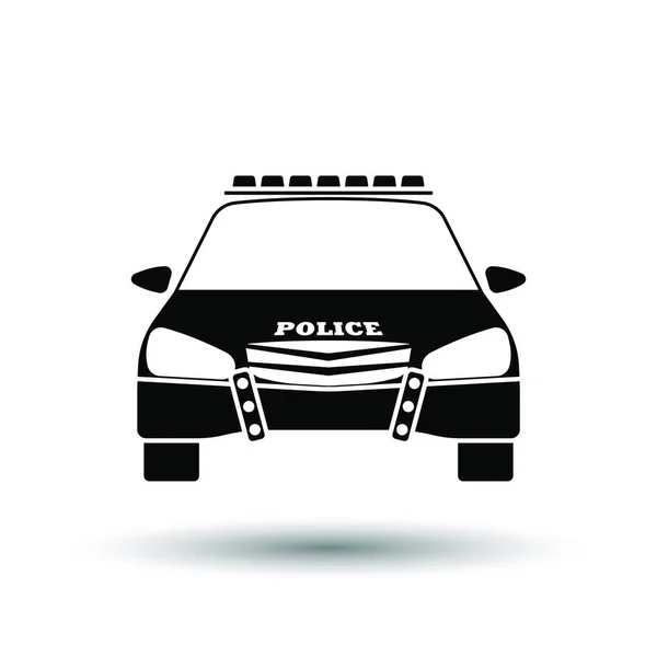 Icono Policía Vista Frontal Negro Sobre Fondo Blanco Con Sombra — Vector de stock