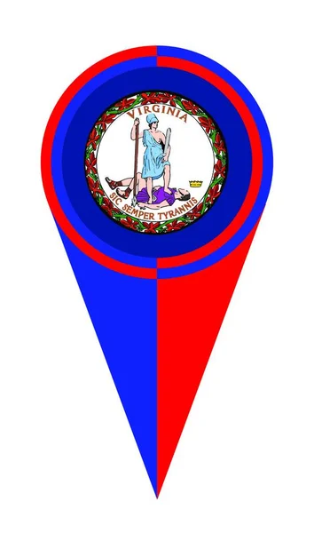 Virginia Mapa Puntero Pin Icono Ubicación Bandera Marcador — Archivo Imágenes Vectoriales