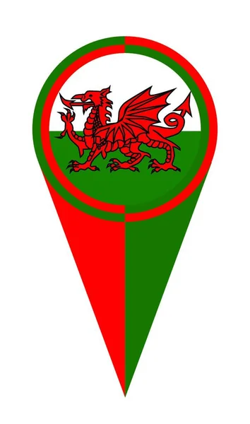 Rood Wit Groen Welsh Kaart Pointer Pin Pictogram Locatie Vlag — Stockvector