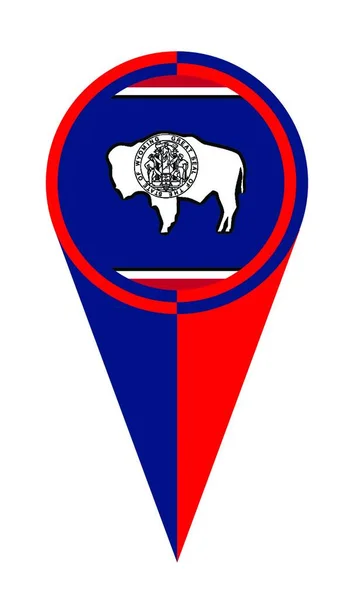 Wyoming Mapa Puntero Pin Icono Ubicación Bandera Marcador — Archivo Imágenes Vectoriales