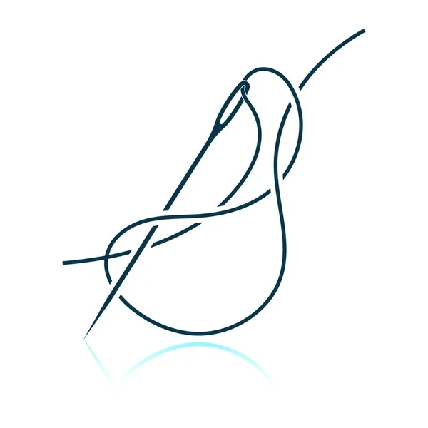 Швейна Голка Іконкою Нитки Дизайн Відбиття Тіней Векторні Ілюстрації — стоковий вектор